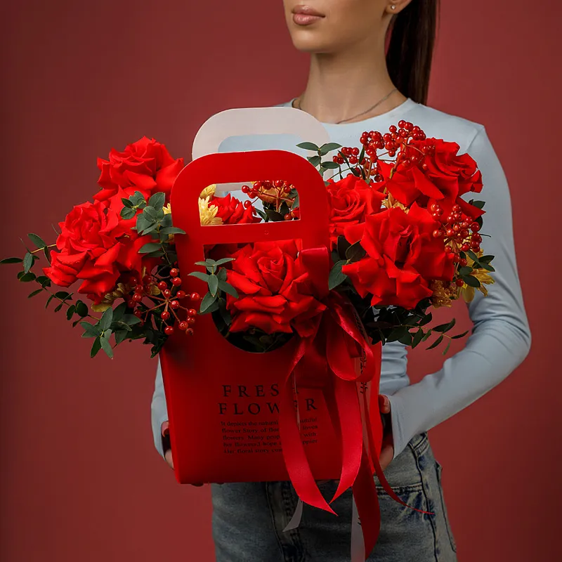 Композиция в сумочке «Багряный лист»